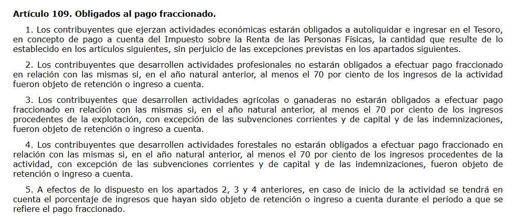 articulo 109 reglamento IRPF